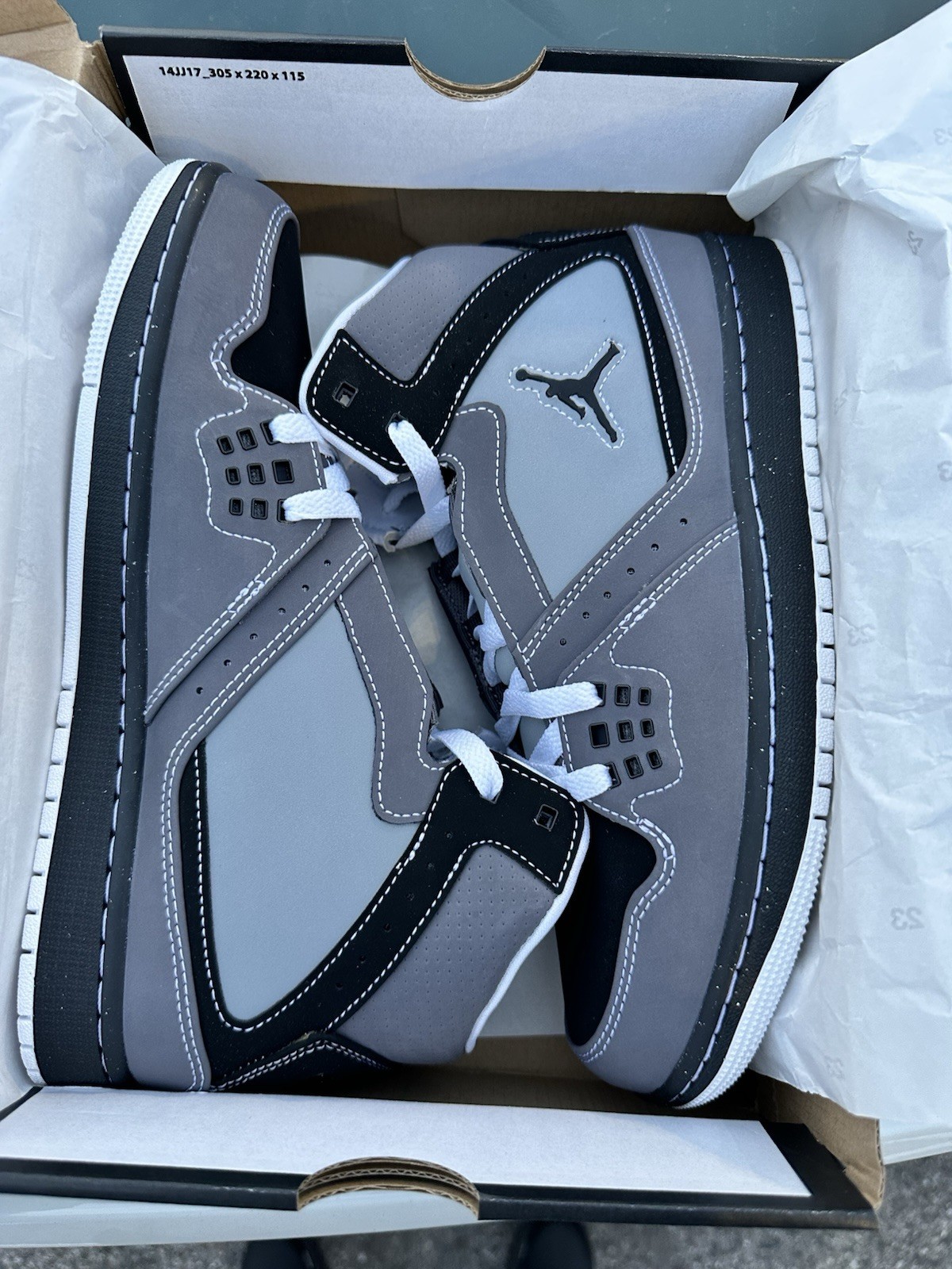 Jordan 1 Flight Men’s Lace Up Basketball Sneakers Gray/Black/White Mid Top