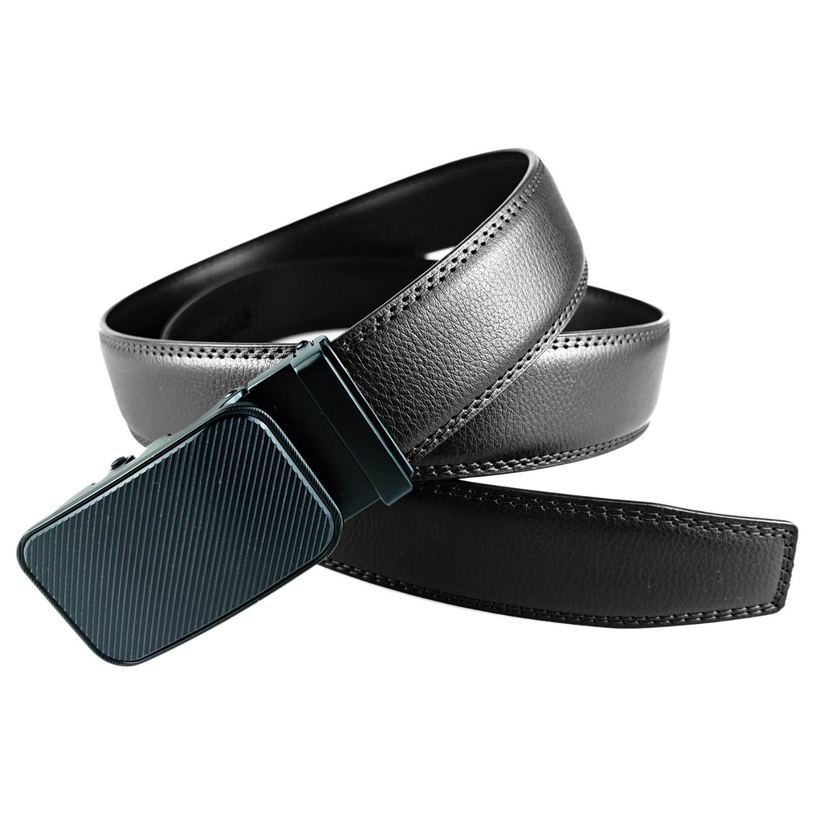 Genuine Leather Mens Ratchet Belt Belts For Men Adjustable Automatic Buckle