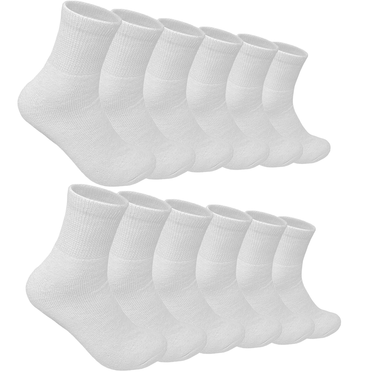 3-12 Pairs Lot For Men White Circulatory Diabetic Ankle Quarter Low Socks 9-15