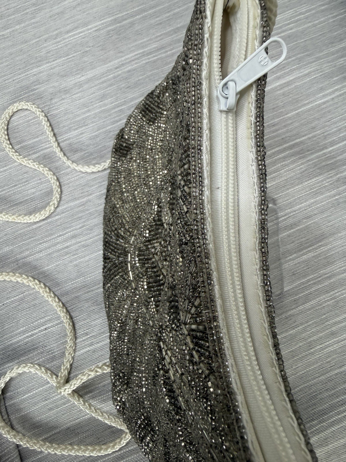 Vintage Bechamel Beaded Silver Small Bag Prom Formal 7”W 5”T