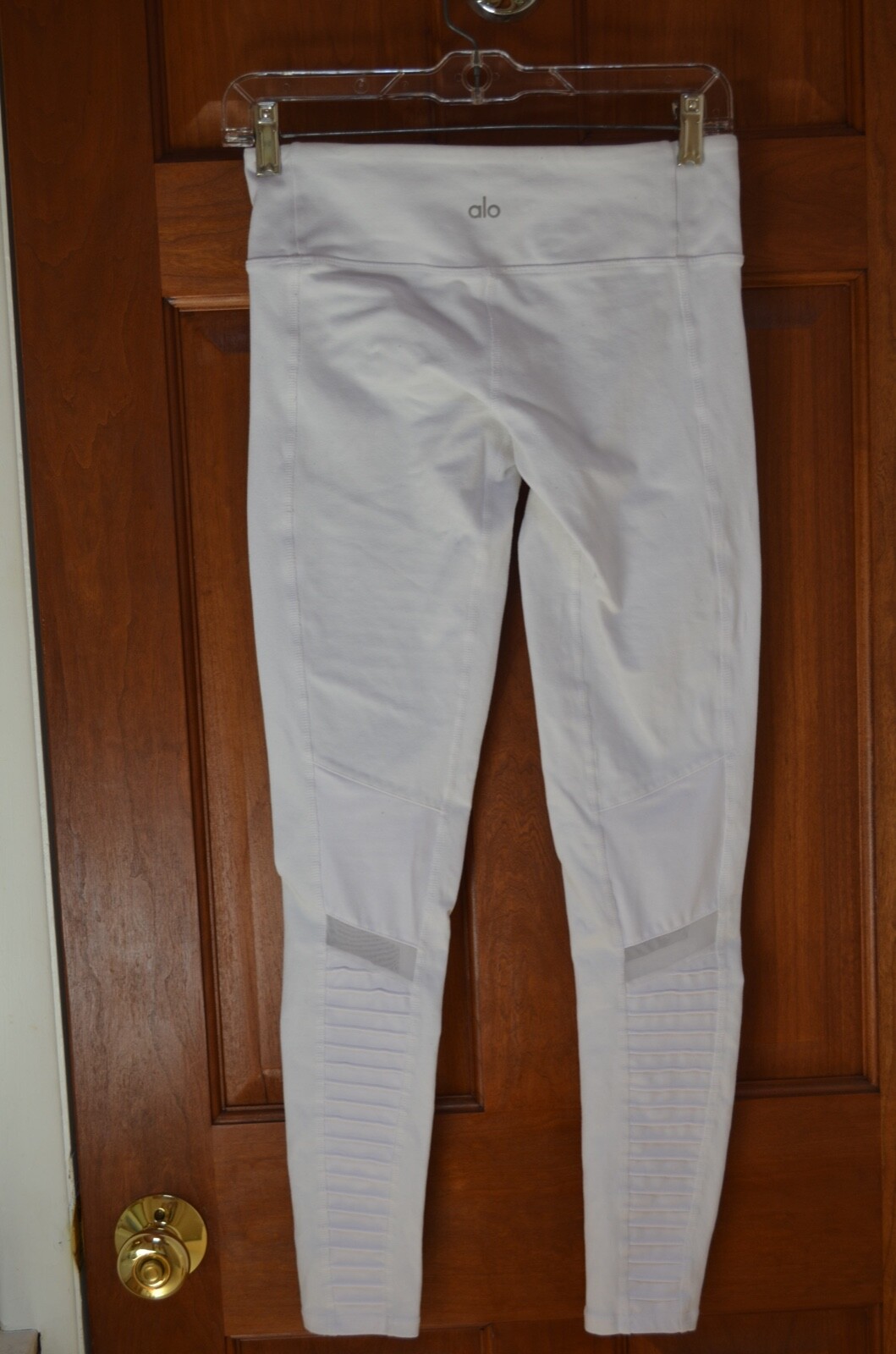 ALO White Moto Seamed 81% Nylon/19% Spandex Leggings Size S