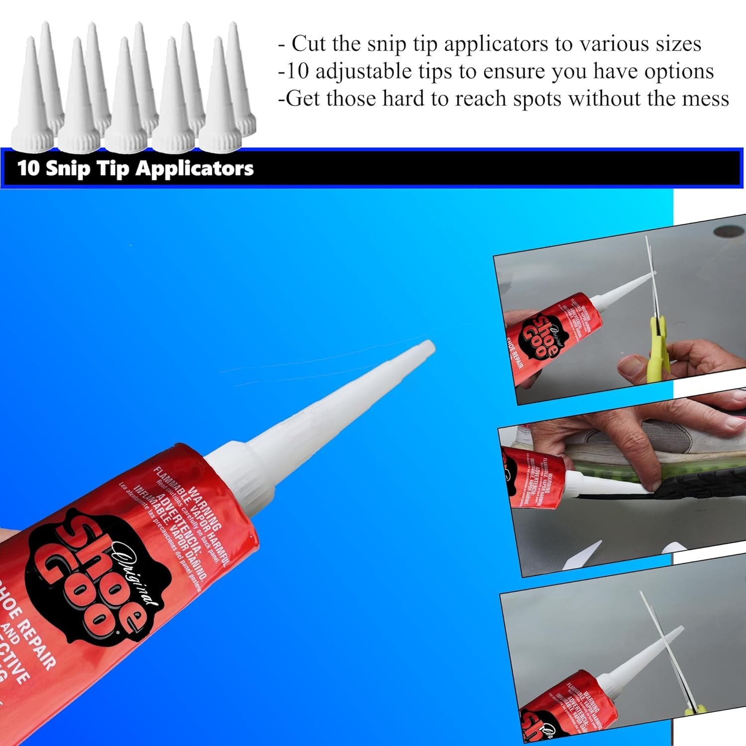 Black Shoe Repair Adhesive with Applicators Spreader Tools Bundle