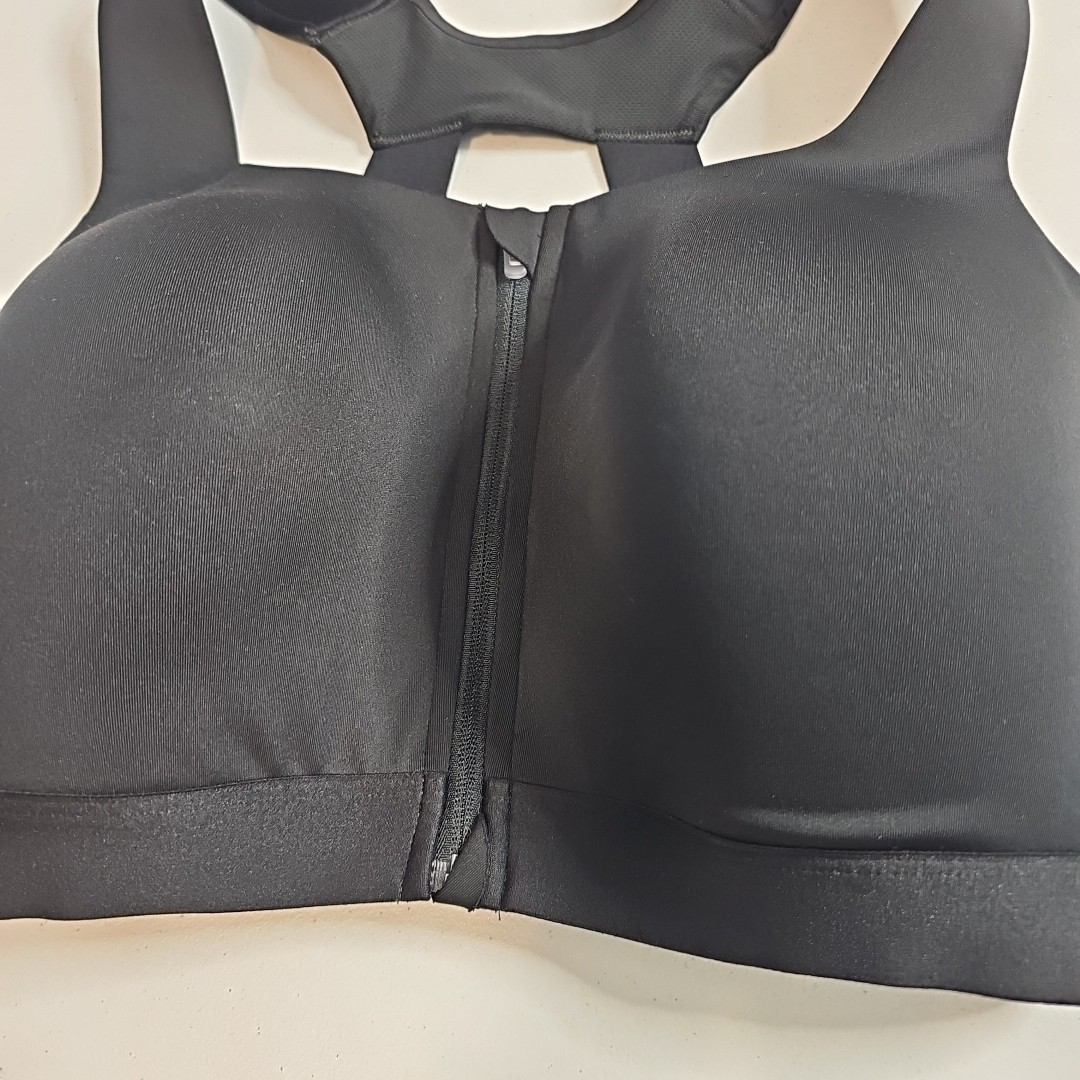 NEW NWT All In Motion Sports Bra 38DD Black Front Zip High Support Adjustable