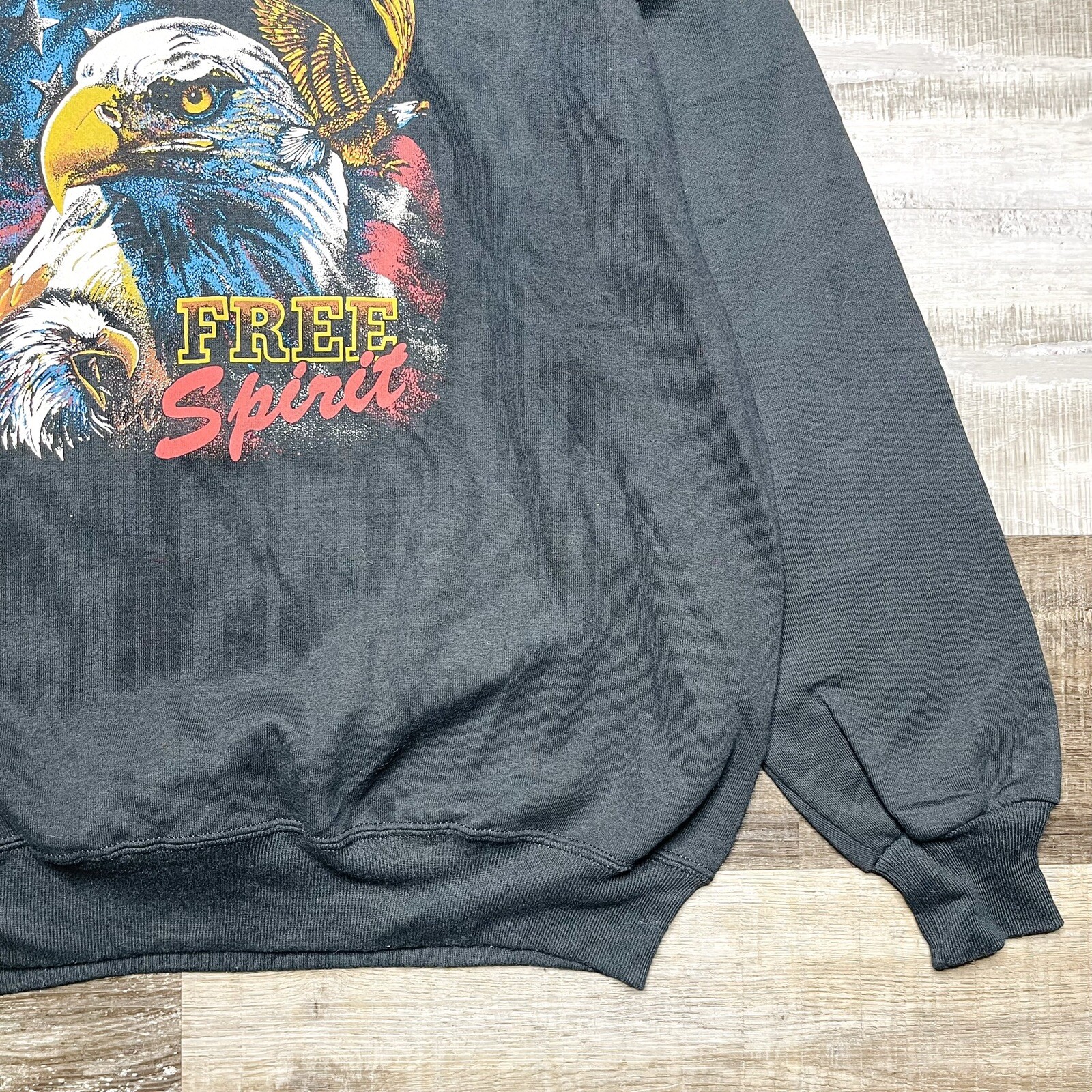 Vintage 80s 90s Free Spirit Motorcycle Eagle Biker Sweatshirt Jerzeez USA XL