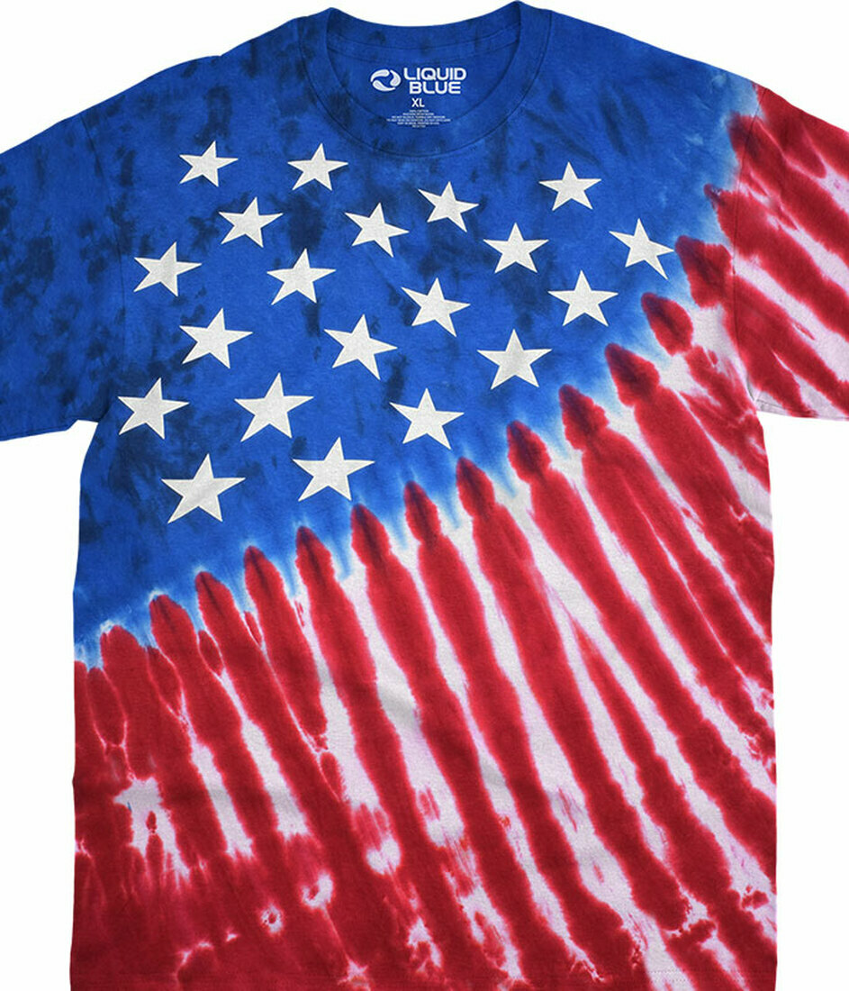 Patriotic Stars and Stripes Pride American Flag USA Mens Tie Dye T Shirt 11104