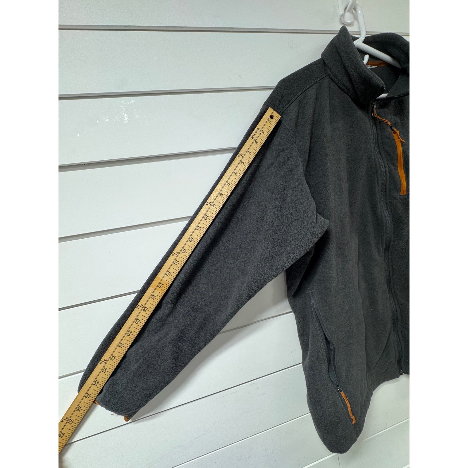 Columbia Mens XXL Fleece Jacket Charcoal Grey Orange Full Zip Fast Trek II