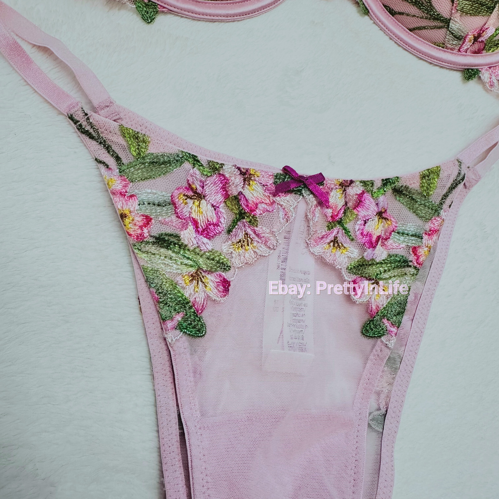 Victoria’s Secret Dream Angels Push Up bra set embroidery Lily floral pink rose
