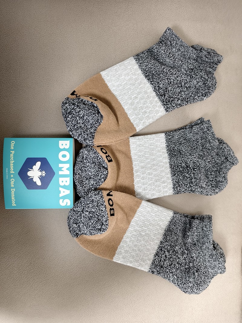 BOMBAS 3 Pairs Men’s Tri-Block Honeycomb Ankle Socks Classic Size Large