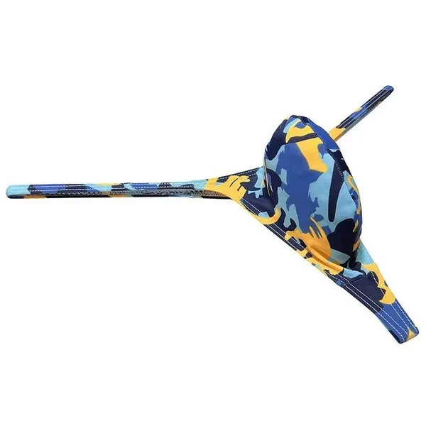 MENS SEXY ENHANCED POUCH GRAPE SMUGGLERS MICRO THONG-BLUE/YELLOW CAMO-(L 30-37)