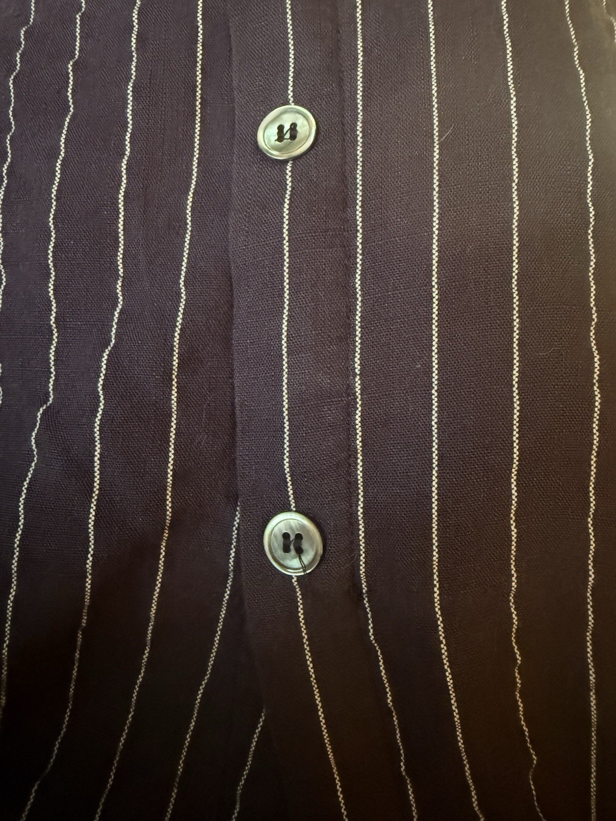 Navy Pinstripe Midi Dress Fully Lined Minimalist Pullover Designer Style M