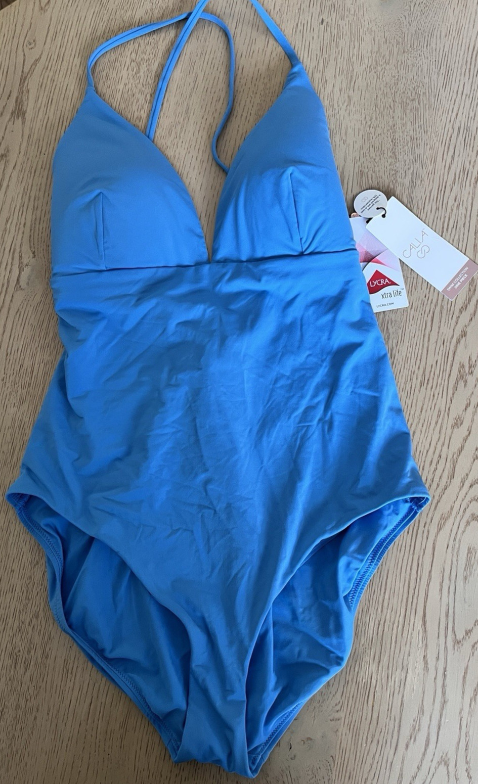 Calia swimsuit Womens size 14 One Piece scrappy back tranquil blue New!