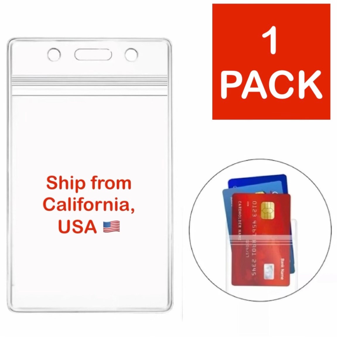 1 Pack – Vertical Clear Soft ID Badge Holder Sleeve Waterproof Resealable Nurse