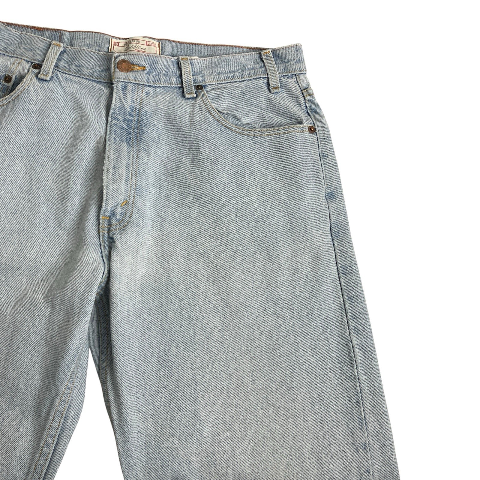 Y2K Levi’s Signature Jeans Mens 36×35 Light Wash Denim Frayed Hem Western Work