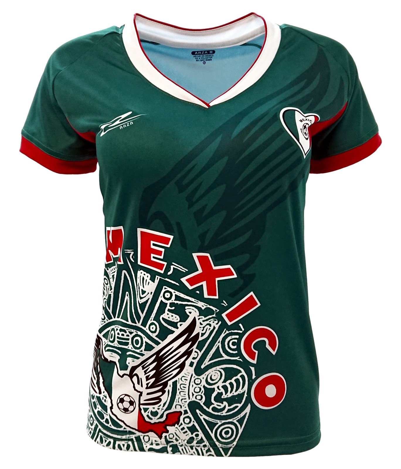 Jersey for Women Mexico Green Color 100% Polyester _V Neck_Made in Mexico_.