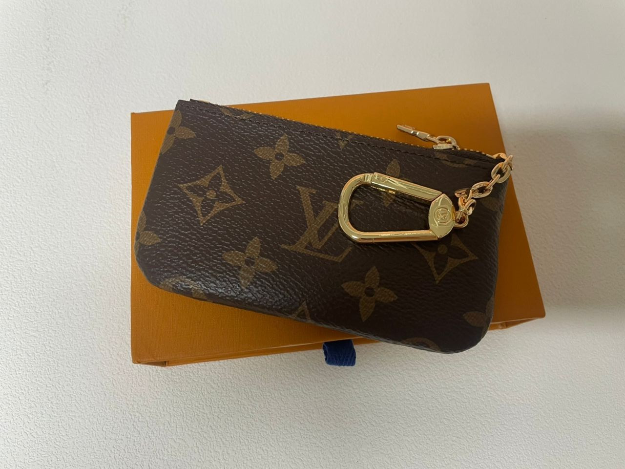 Authentic Louis Vuitton Monogram Key Pouch Pochette Cles Coin Purse W/Box & Bag