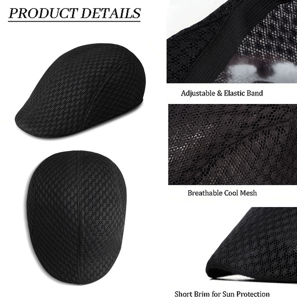 Summer Mesh Plain Newsboy Gatsby Cap Ivy Hat Golf Driver Mens Flat Cabbie Hats