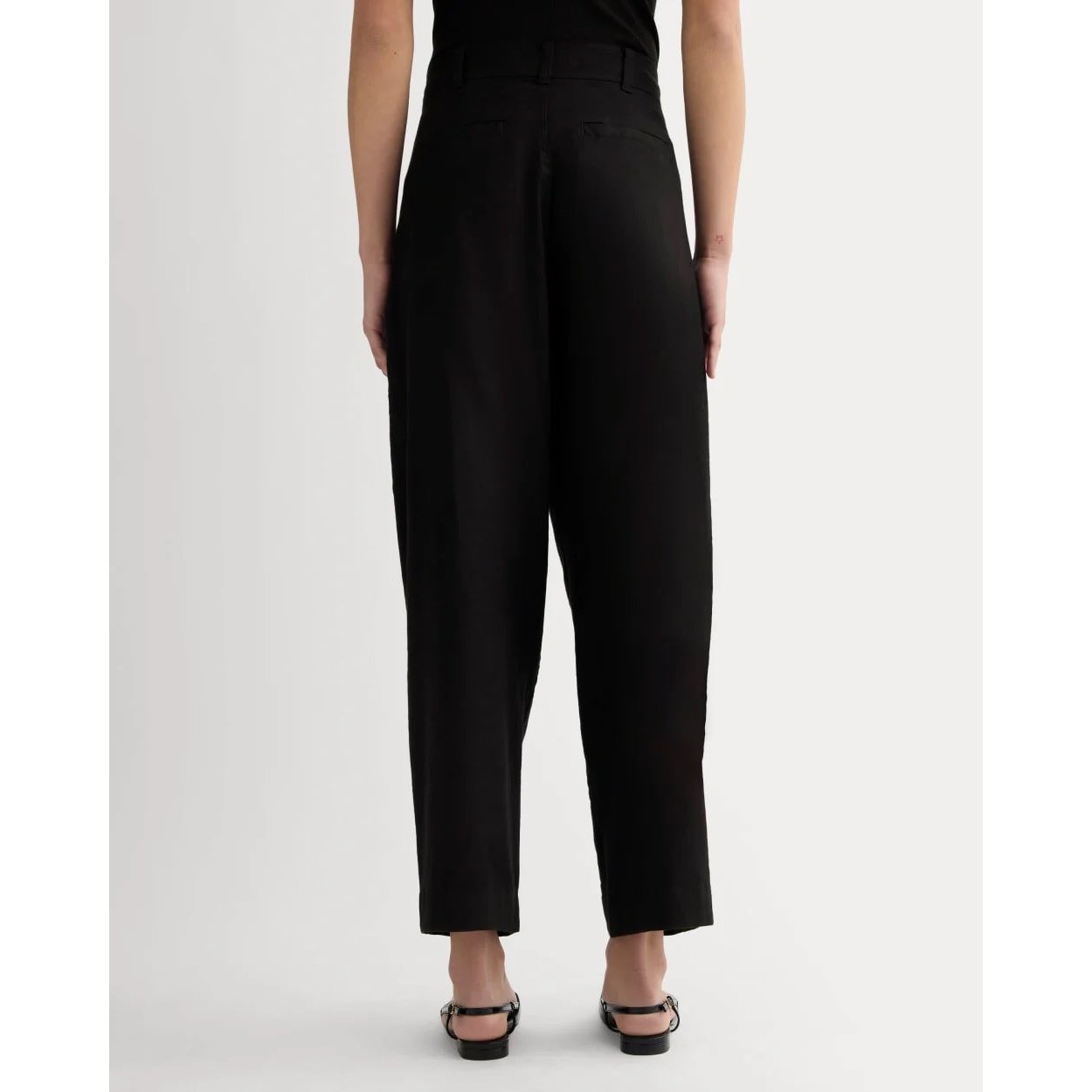 Everlane The Everywhere Pant Women’s 12 Black Stretch Linen HR Cropped Barrel