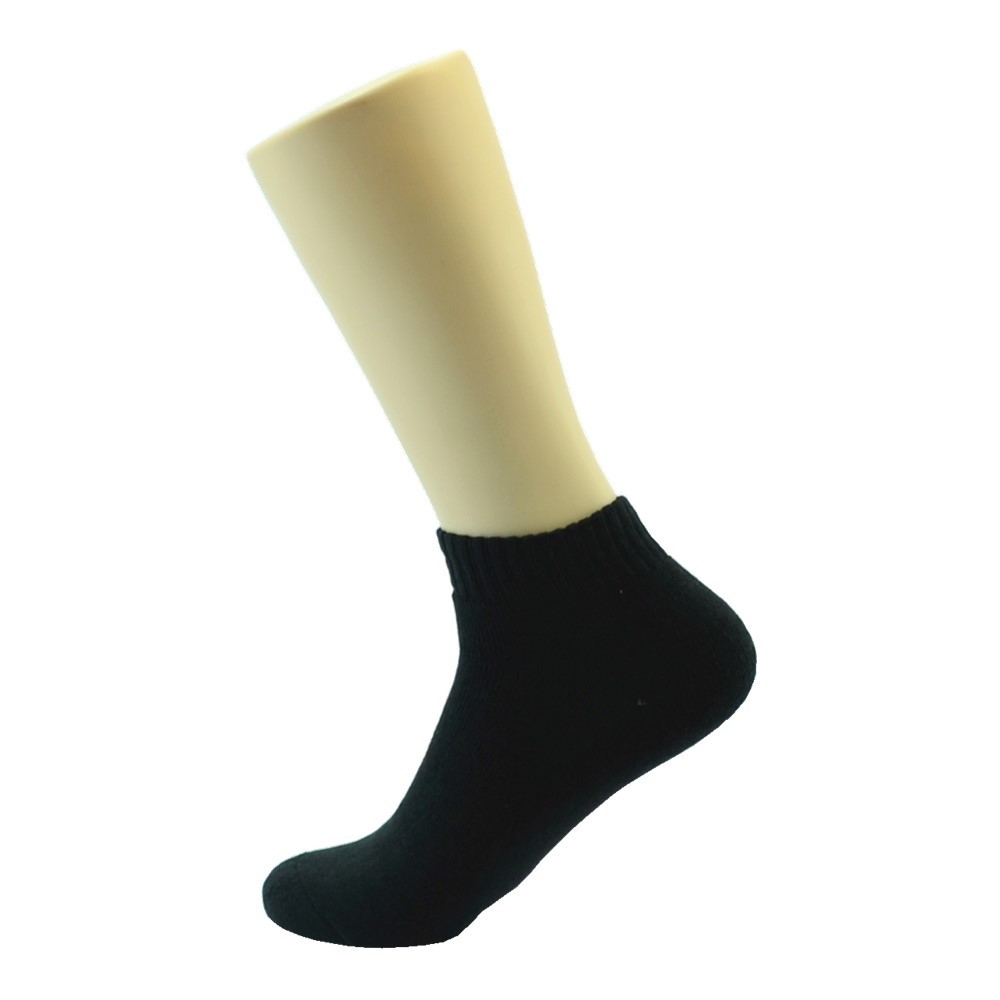 Black 3-12 Pairs Men Ankle Quarter Crew Thick Cushioned Socks Cotton Low Cut