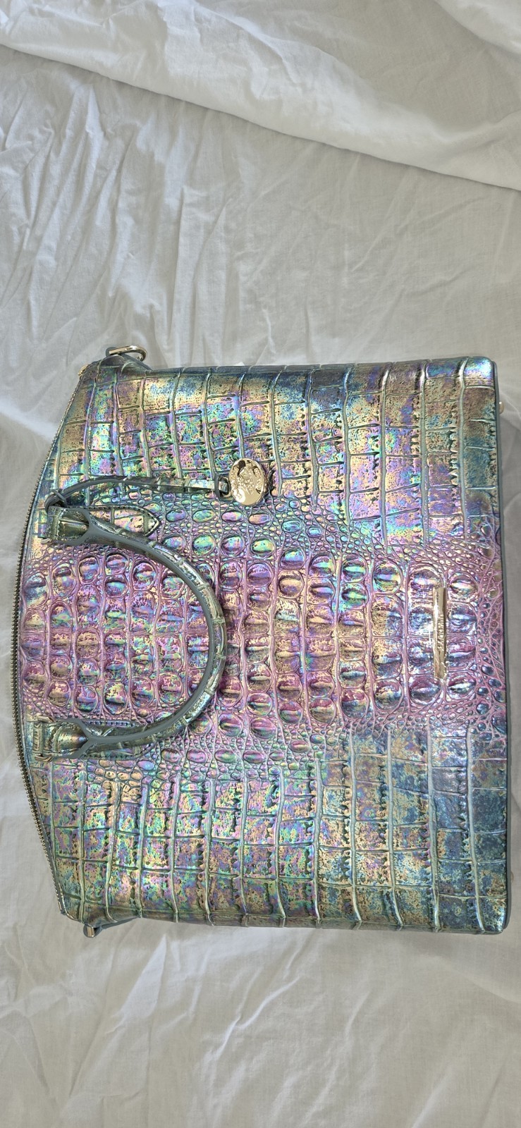 NWT Brahmin Large Duxbury Visionary Delphine Leather Satchel Metallic Shimmer