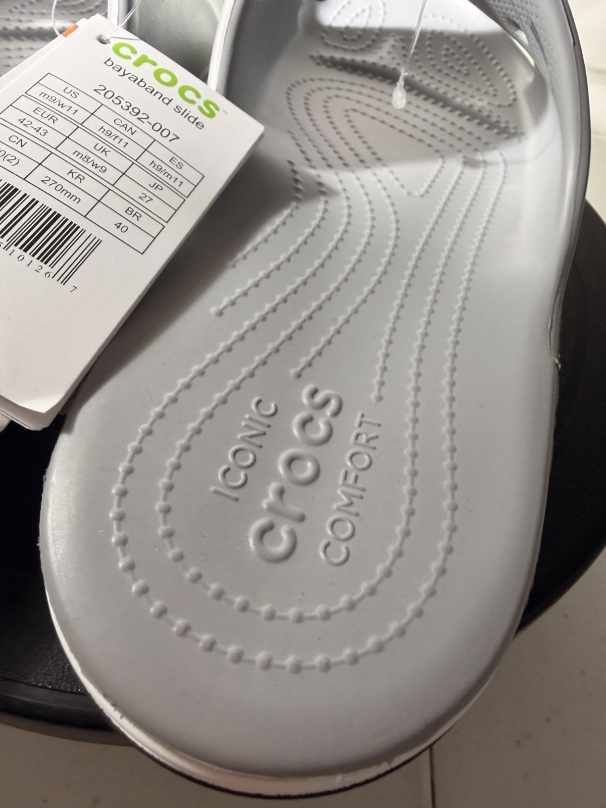 Crocs Bayaband Slide Gray White Slip On Sandals Comfort Men’s Size 9 New