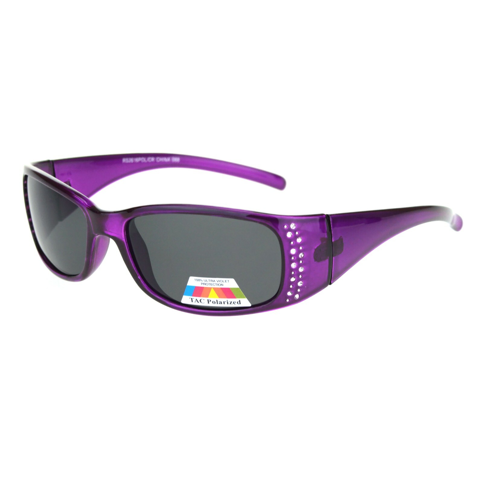 TAC Polarized Lens Sunglasses Womens Rhinestones Wrap Rectangular UV 400