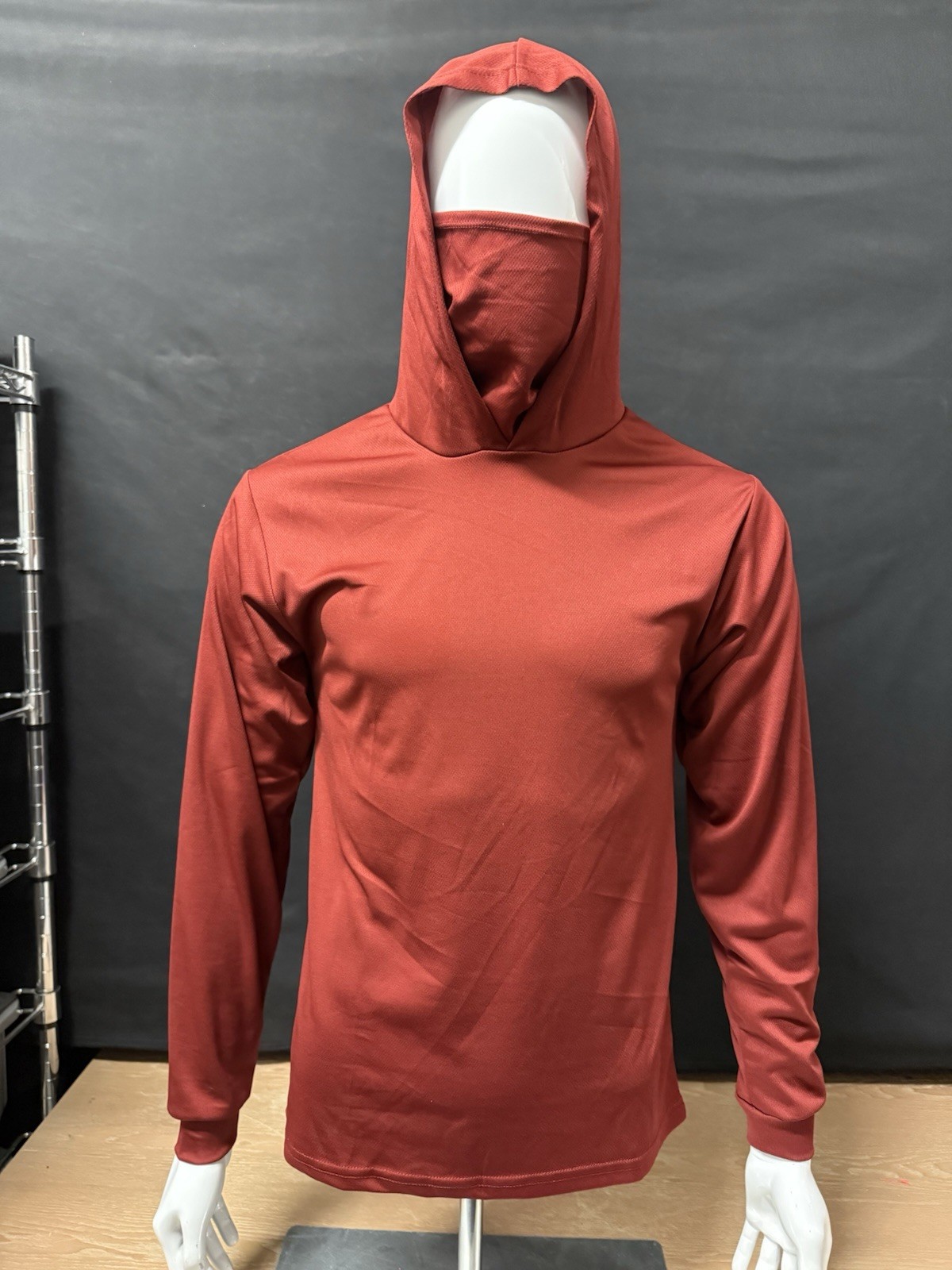 Hoodie Face Mask Long Sleeve T- Shirt 100% Polyester Material for UV Protection