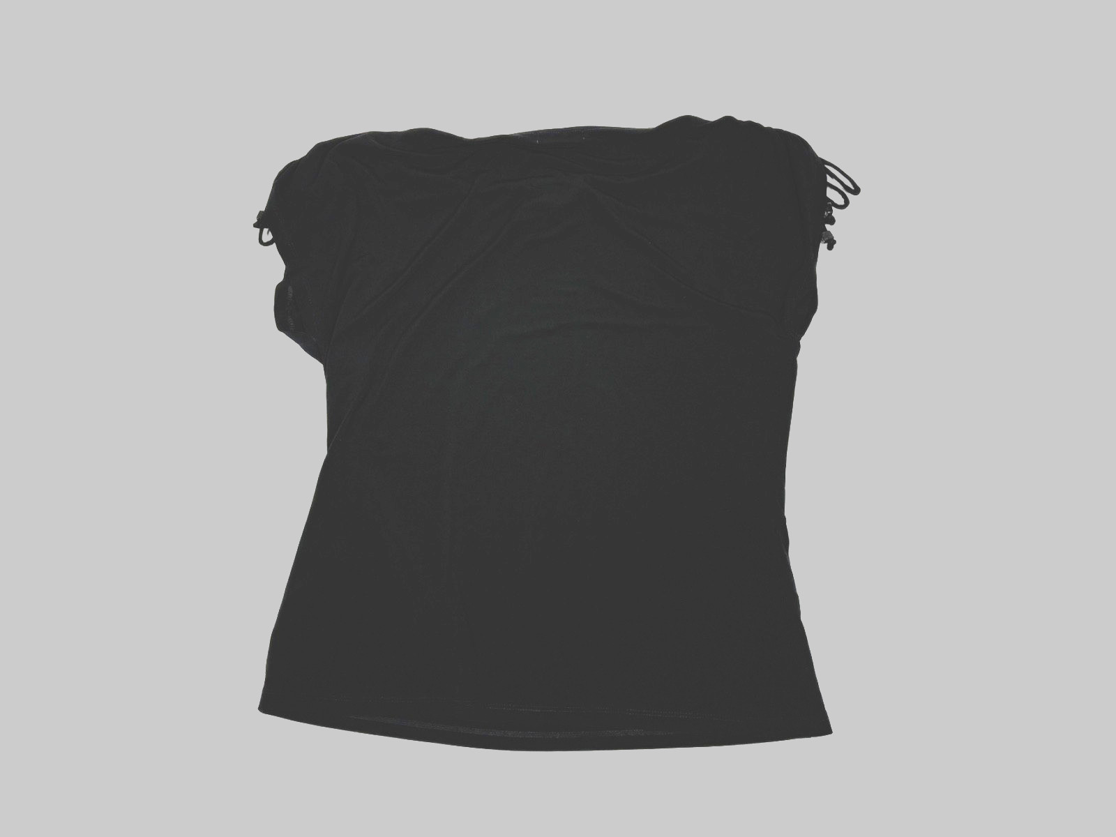 Calvin Klein Blouse Womens Medium Black Drawstring Shoulder Cap Sleeve