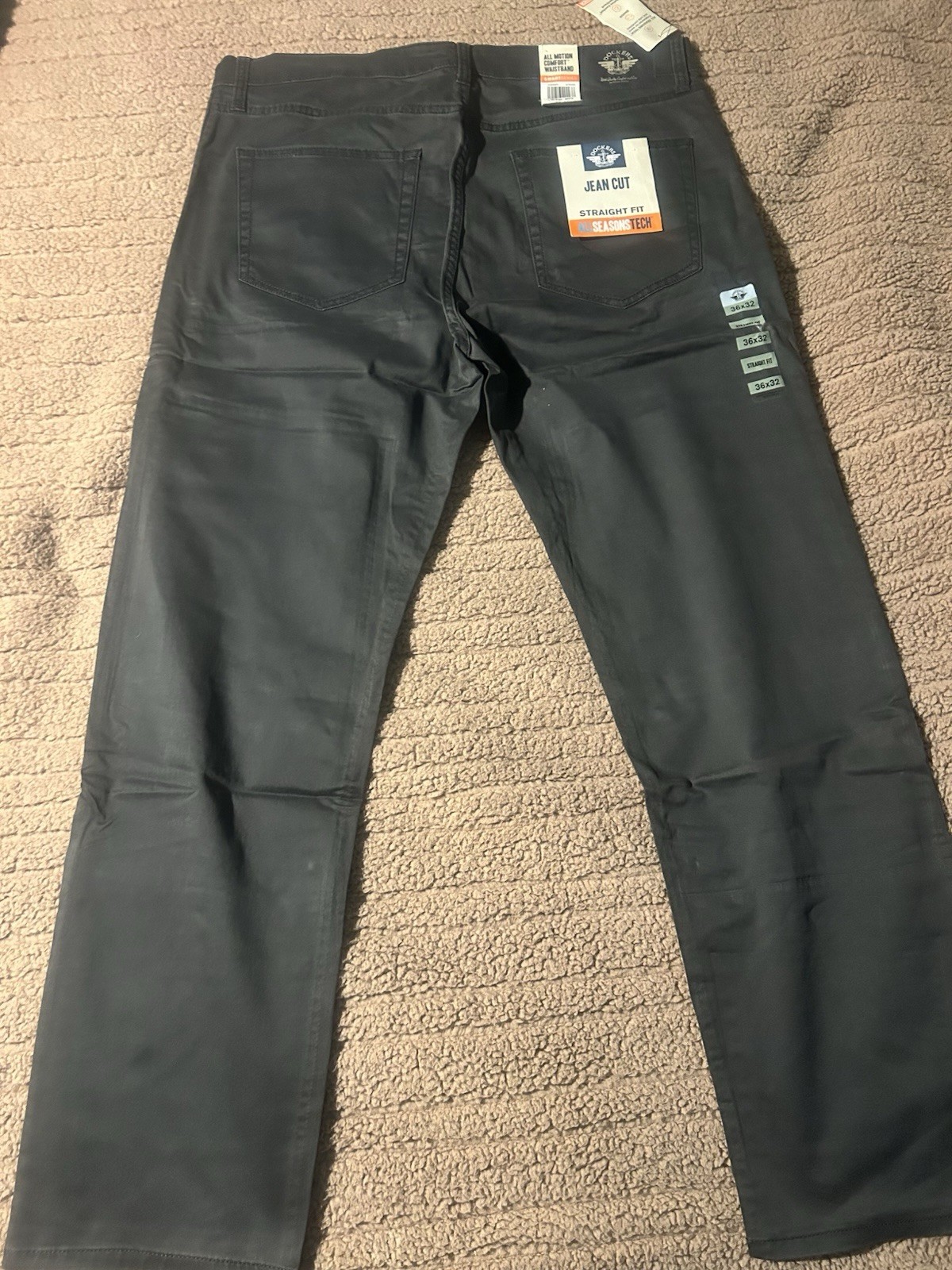 NEW DOCKERS ALL SEASON TECH JEAN CUT STRAIGHT FIT Dark Gray PANTS SZ: 36×32