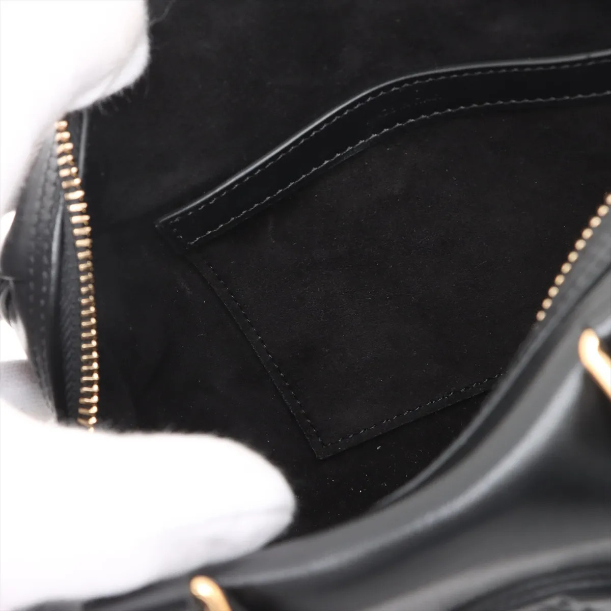 Celine Cuir Triomphe Small Boston Leather 2 Way Handbag Black