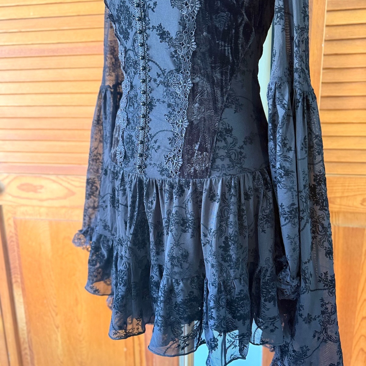 Dark In Love Gothic Victorian Dark Fairycore Black Rose Fairy Lace Mini Dress L