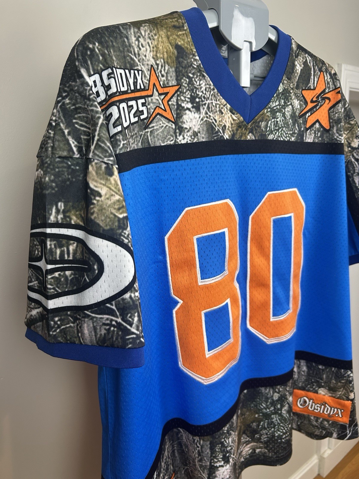 Streetwear Football Jersey. Obsidyx Mesh V Neck Graphic Embroidered Custom Camo