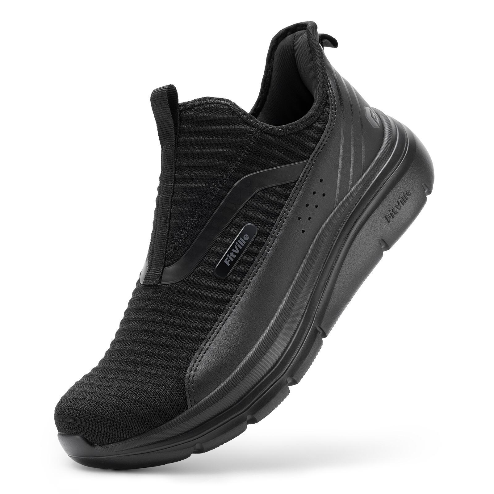 FitVille Men’s Extra Wide Slip On Walking Shoes Arch Support Sneakers