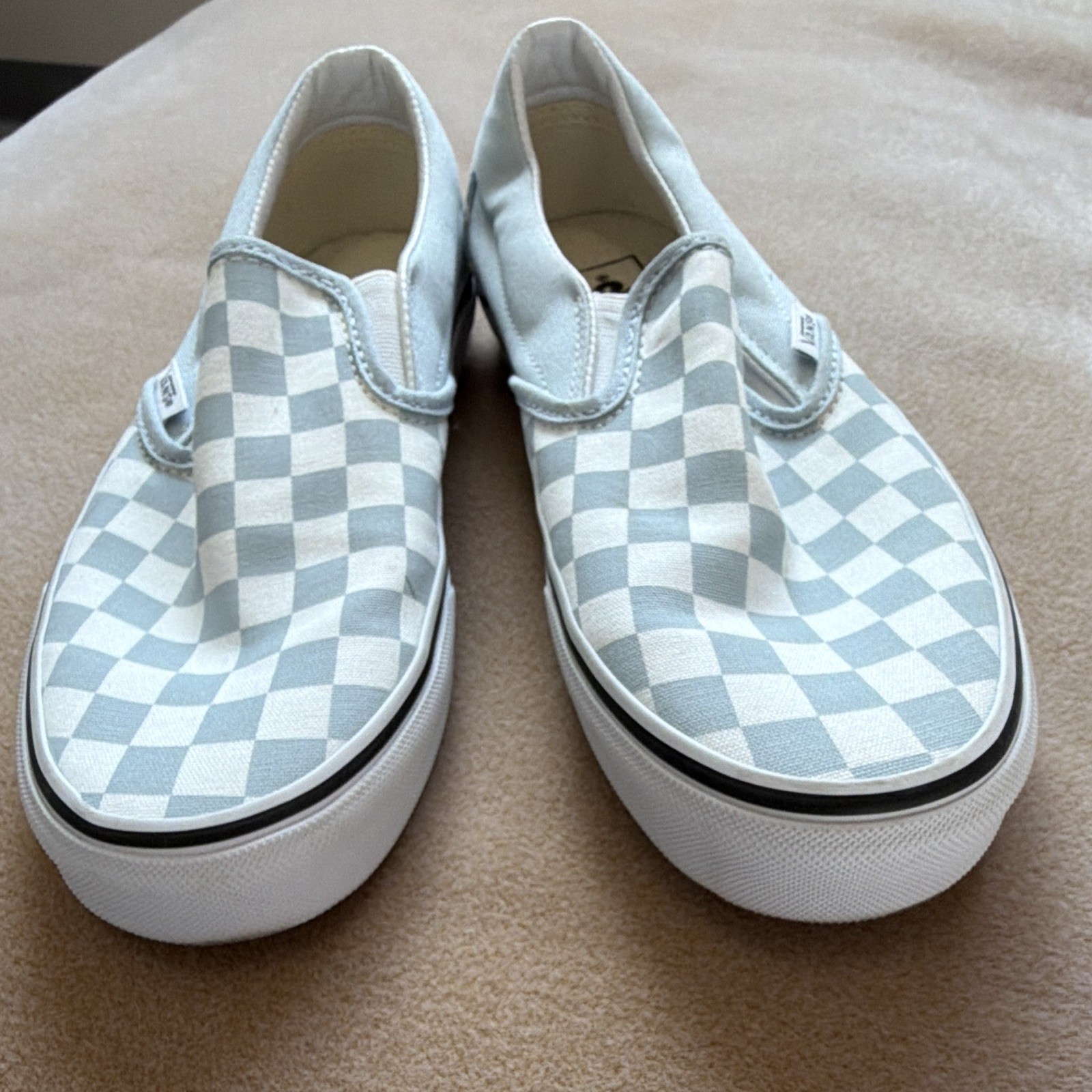 VANS Classic Slip-On Men’s Light Blue/White Checkerboard Canvas Size 8.5