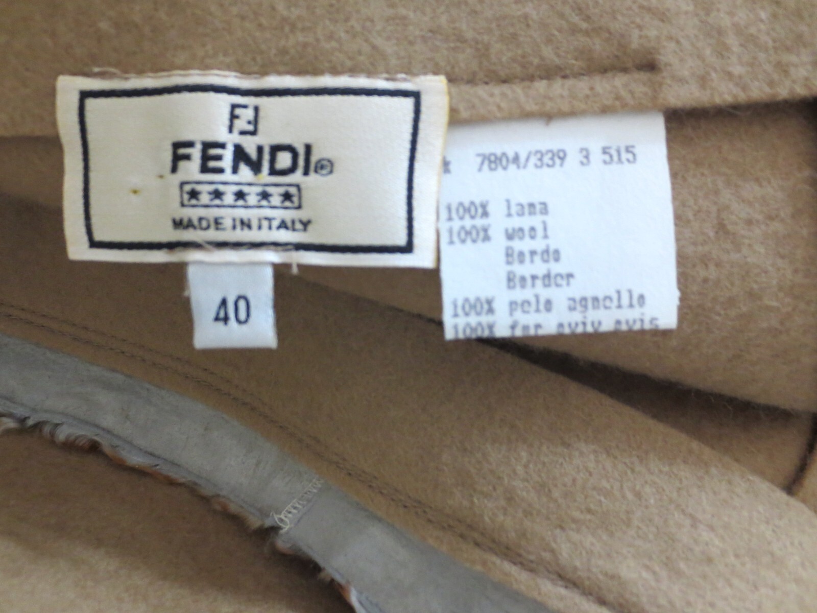 AUTH FENDI 100% WOOL PENCIL MIDI SKIRT IN CAMEL Sz-40 $1050