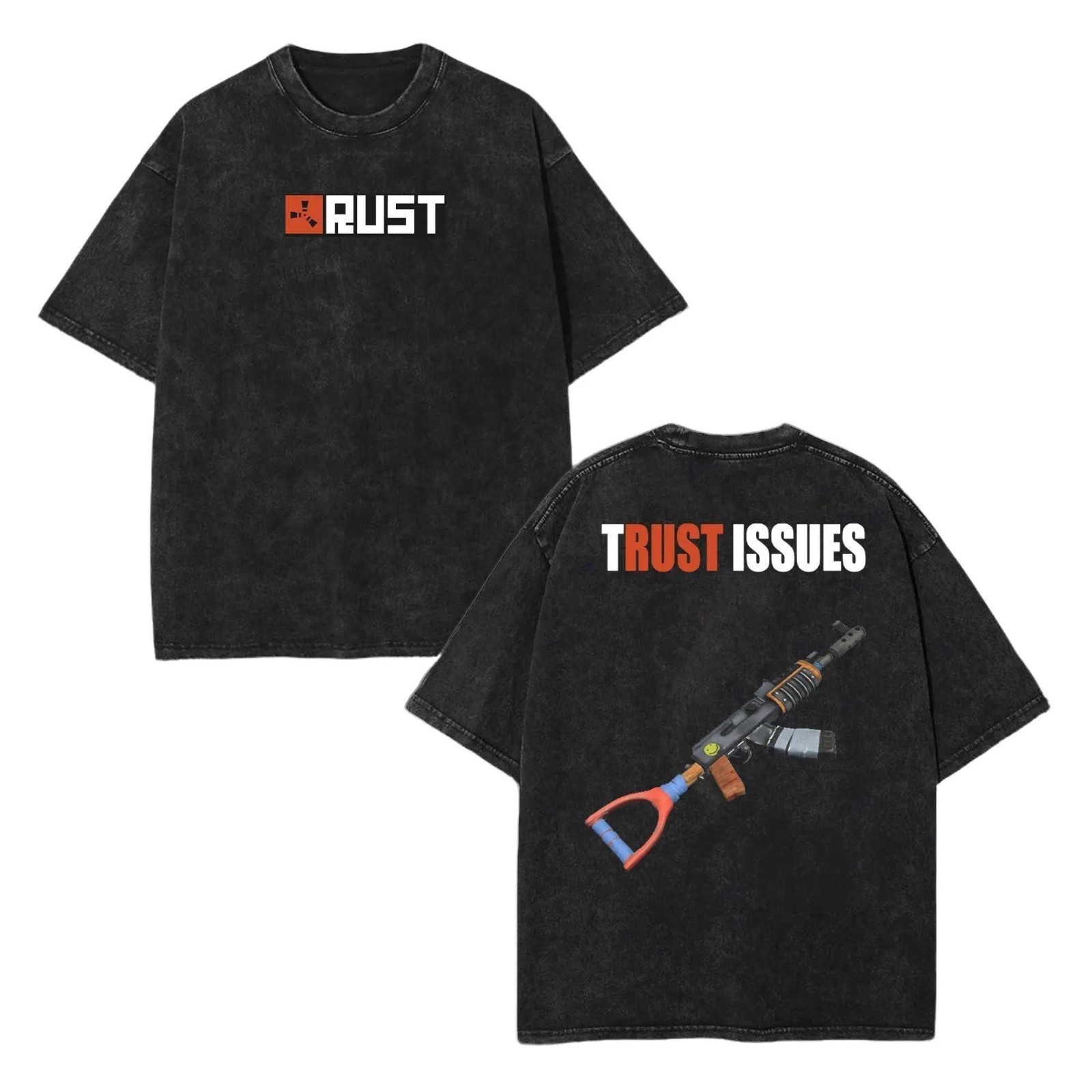 Rust Graphic T Shirt Men Women Heavyweight Vintage Washed Streetwear Tee Merch