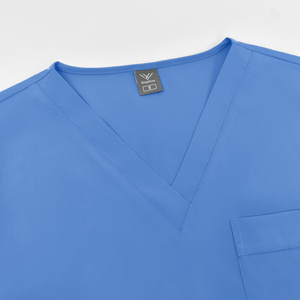 2pcs/set Medical Uniform Nursing Scrub Men Women V-Neck Straight Multi-pocket