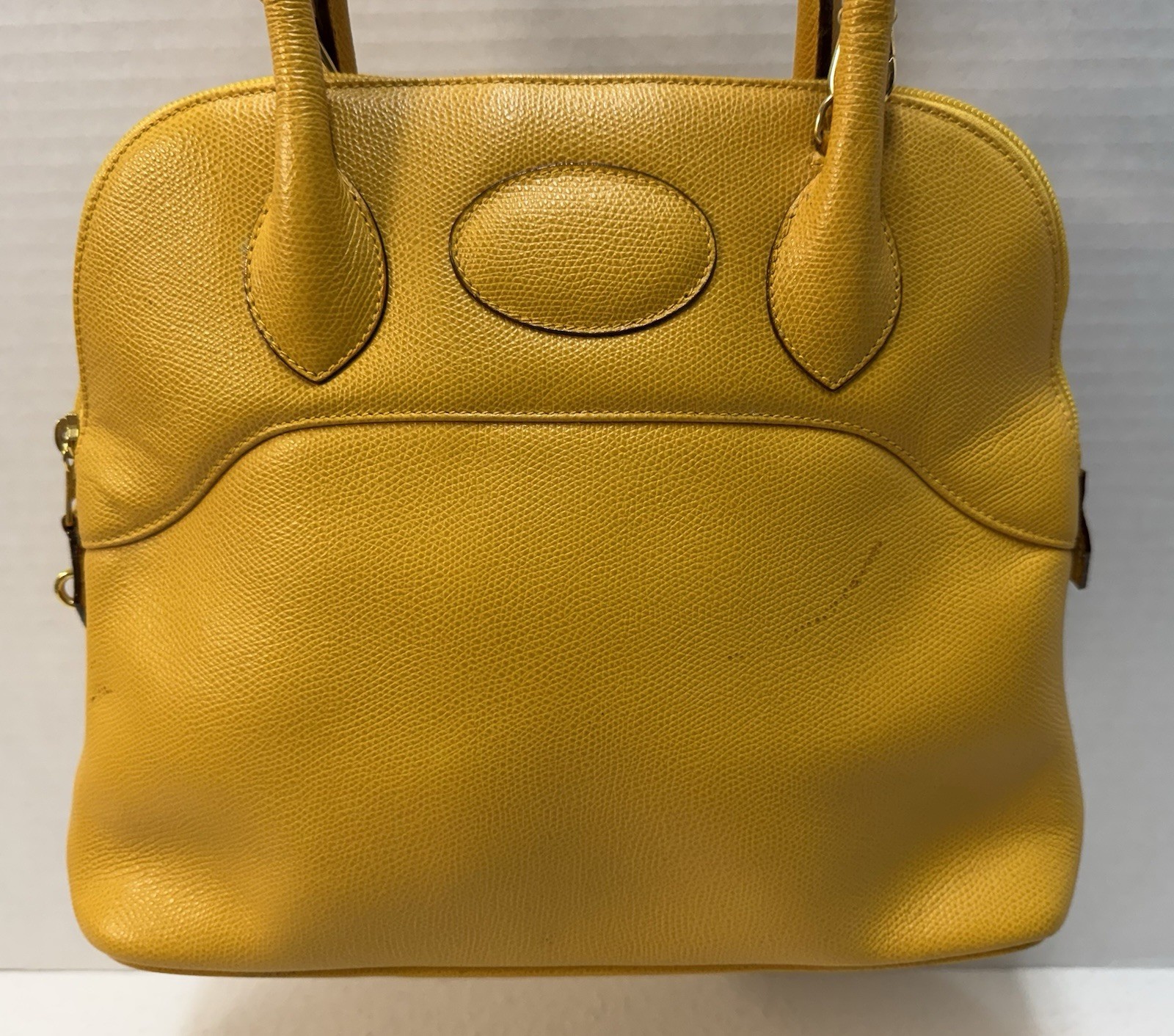 Vintage 80s-90s Stefano Bravo Yellow Leather Italy Bolide-Style Dome Satchel Bag