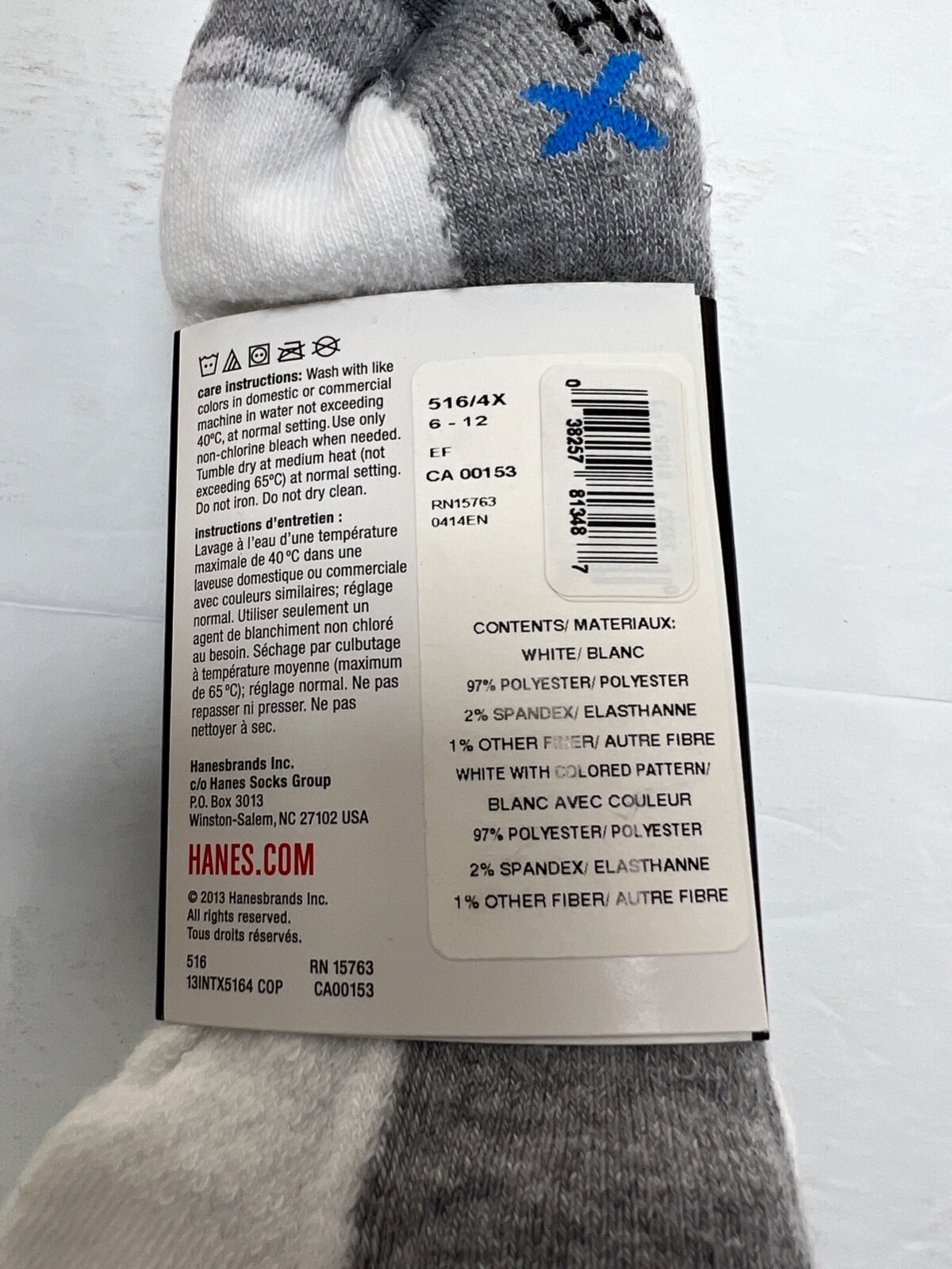 1 pack Hanes 4 Pair X-TEMP MENS ANKLE SOCKS White & Black White Stripe SIZE 6-12