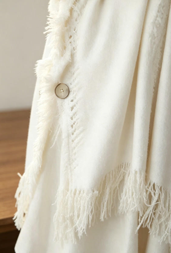 1-pack Women’s Hooded Cape Shawl Button Accents Cozy Multi-Wear