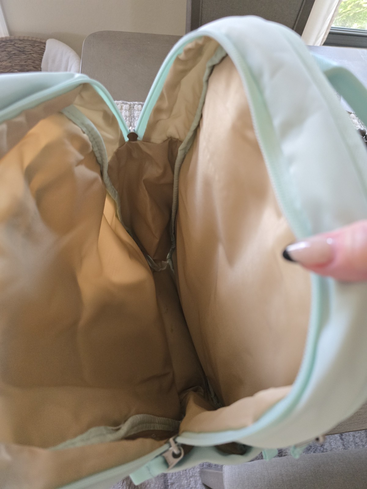 All in Motion Light green Backpack, Multiple Zip Compartments, Padded, Women’s M