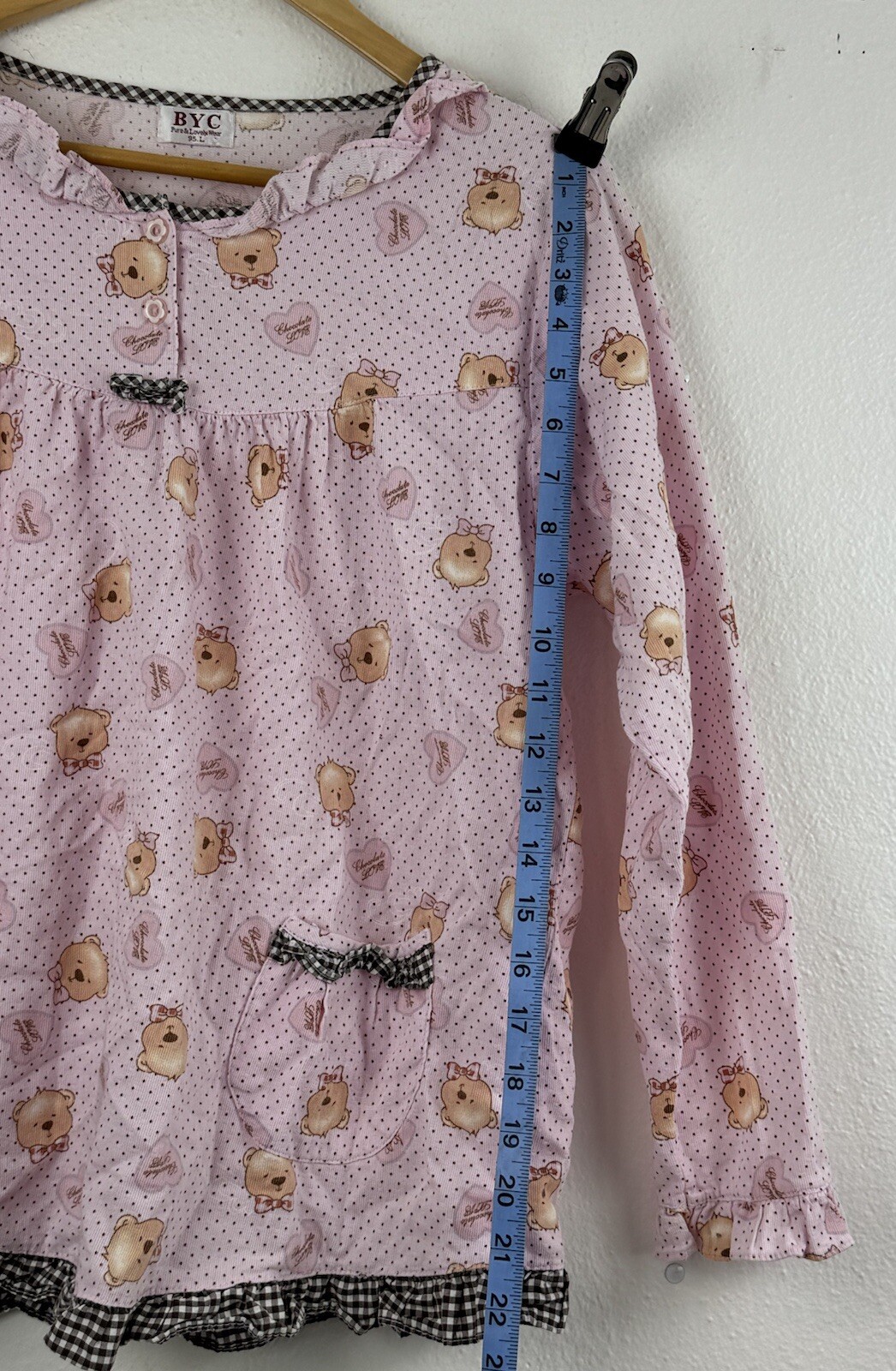 BYC Pretty & Lovely Wear Sweet Lolita Pink Teddy Bear Blouse Top Pockets