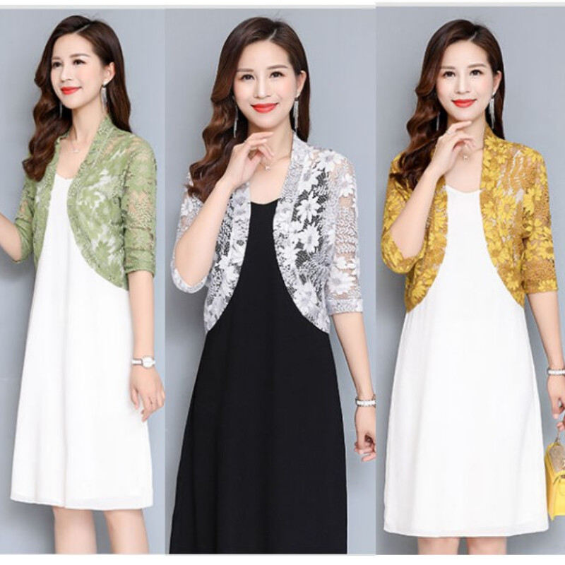 Women Floral Lace Cardigan Jacket Shrug Capelet Crop Bolero Top Half Sleeve