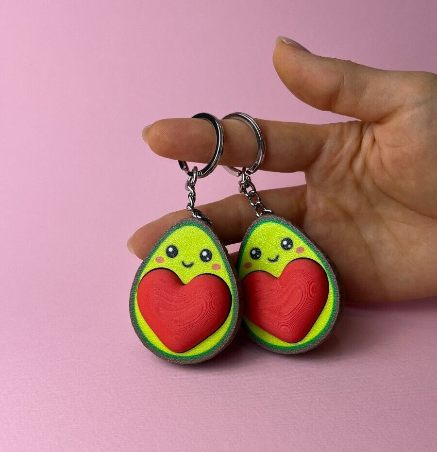 Avocado Fidget Clicker Valentine Keychain, Mechanical Clicker 3D Printed Fun Toy