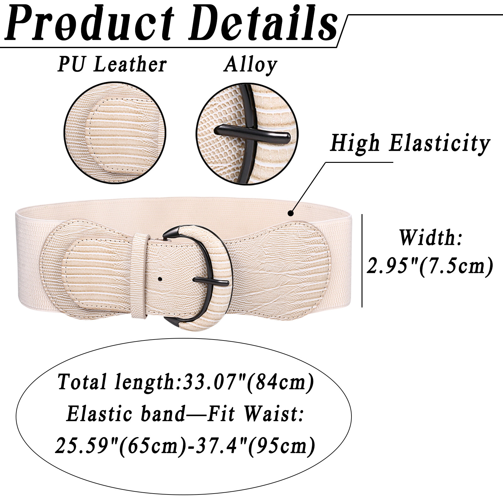 Women’s Fashion Wide Elastic Waist Belt Leather Stretch Cinch Dress Waistband