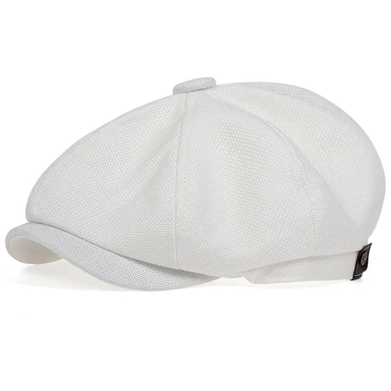 Vintage Newsboy Cap Gatsby Hat Classic 8 Panel Flat Ivy Cabbie Driver Cap Linen