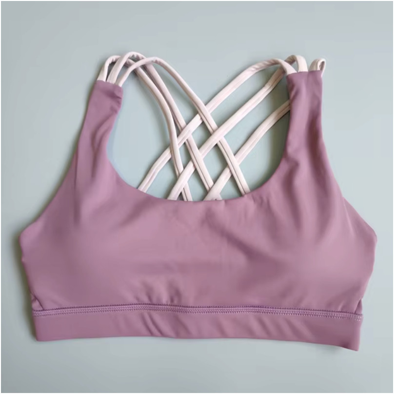 Women’s Criss Cross Sports Bra Medium to High Support Removable Pads