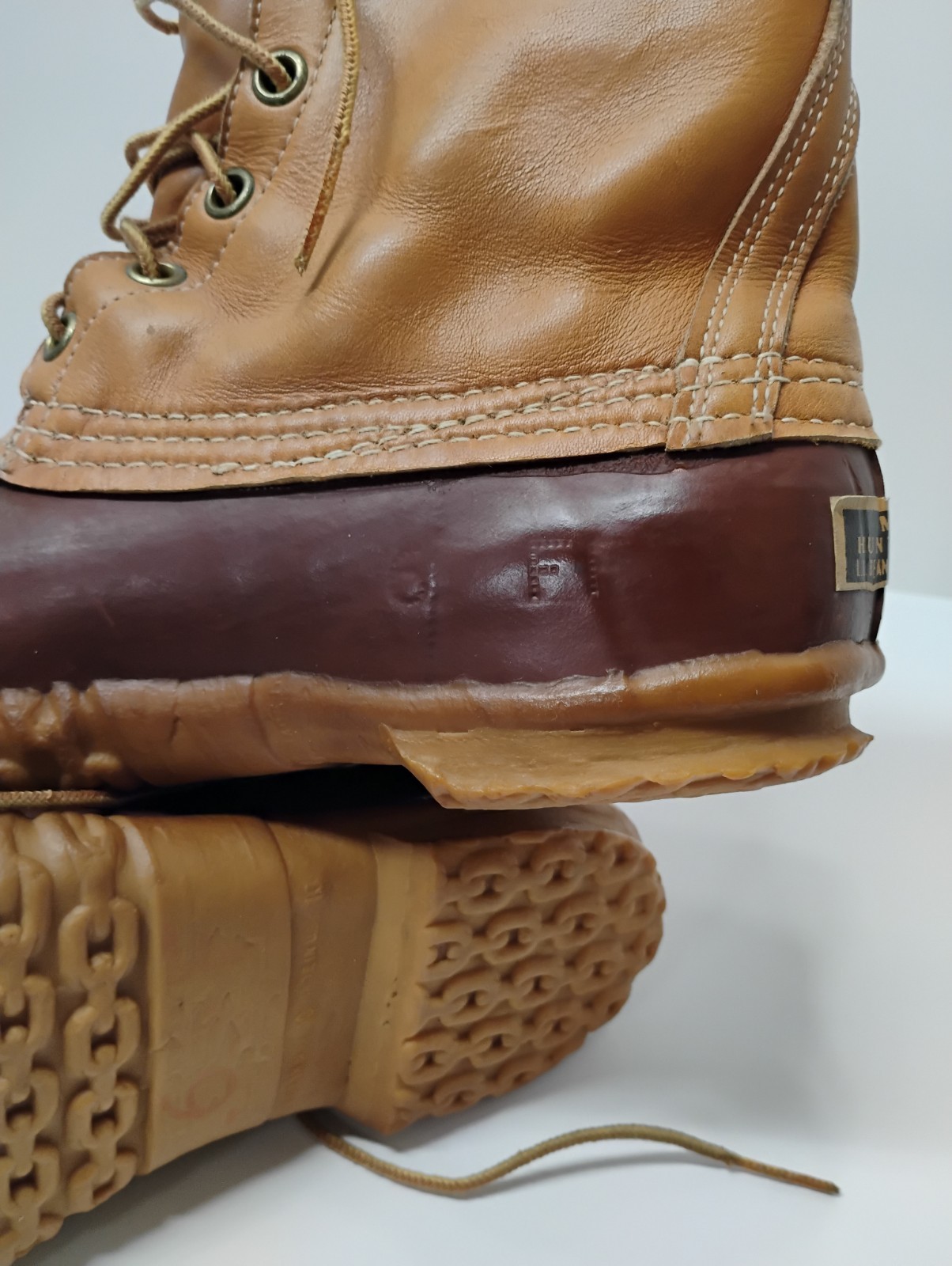 LL Bean Maine Hunting Duck Boots Vintage Original W8 M6 EUC Lace Up Leather