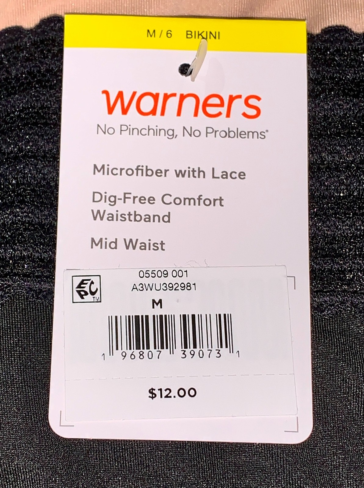 WARNERS No Pinching No Problems Lace Black Bikini Panty Womens S M L XL 2XL 3XL