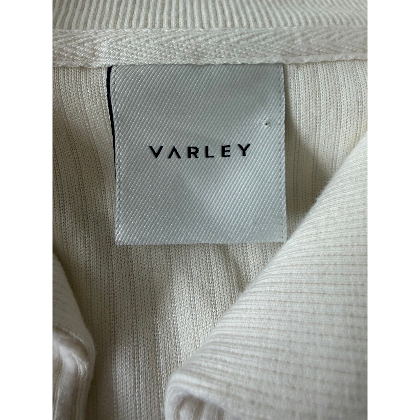 Varley Size XL Ribbed Half Zipped Pullover Sweatshirt Cream