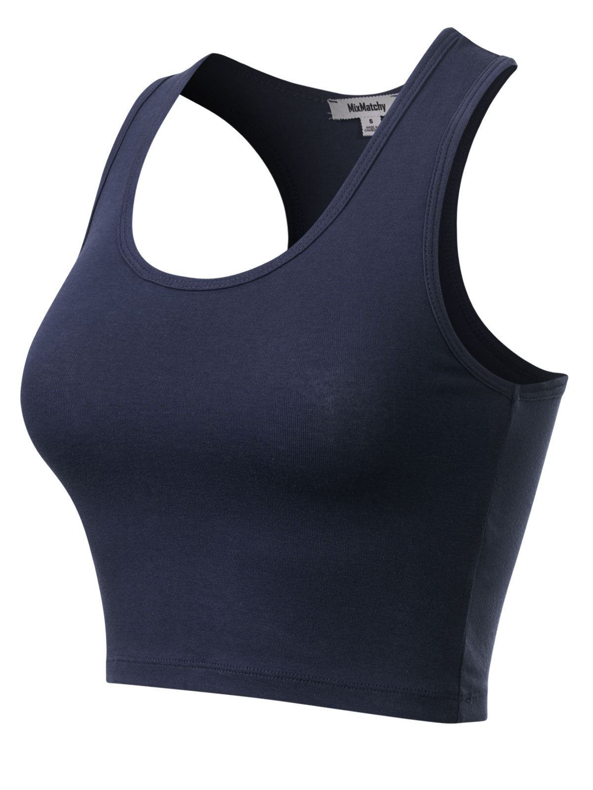 MixMatchy Cotton Basic Sleeveless Racerback Sports Crop Tank Top